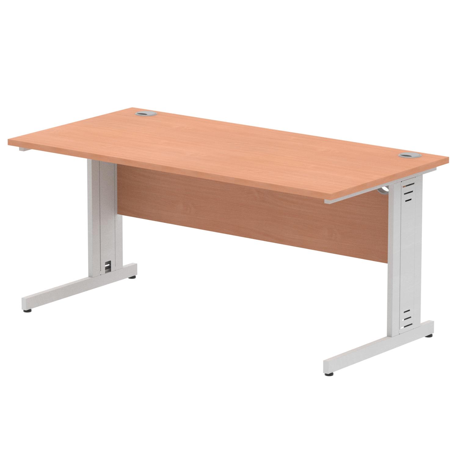 Impulse 1600 x 800mm Straight Office Desk Beech Top Silver Cable Managed Leg