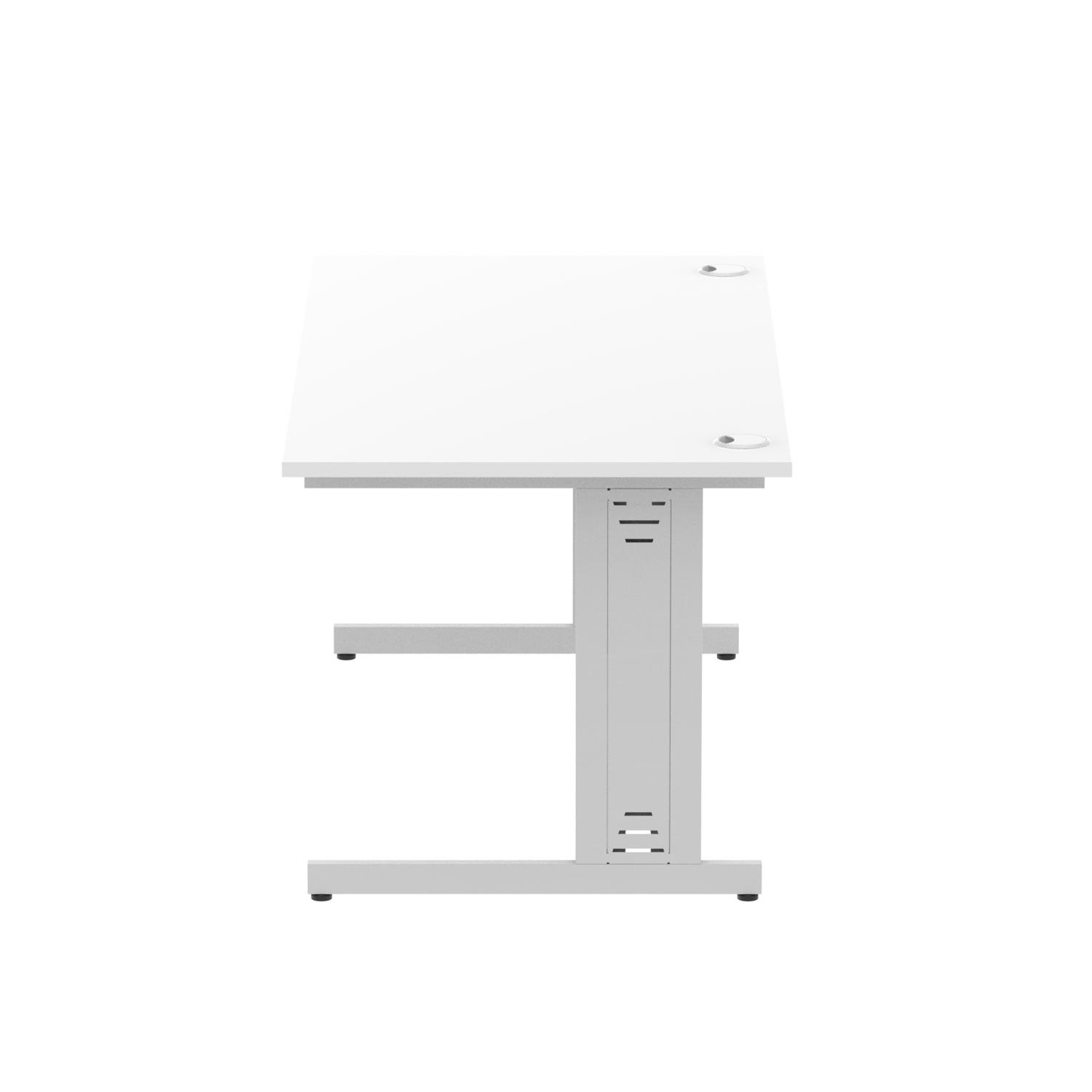 Impulse 1600 x 800mm Straight Office Desk White Top Silver Cable Managed Leg