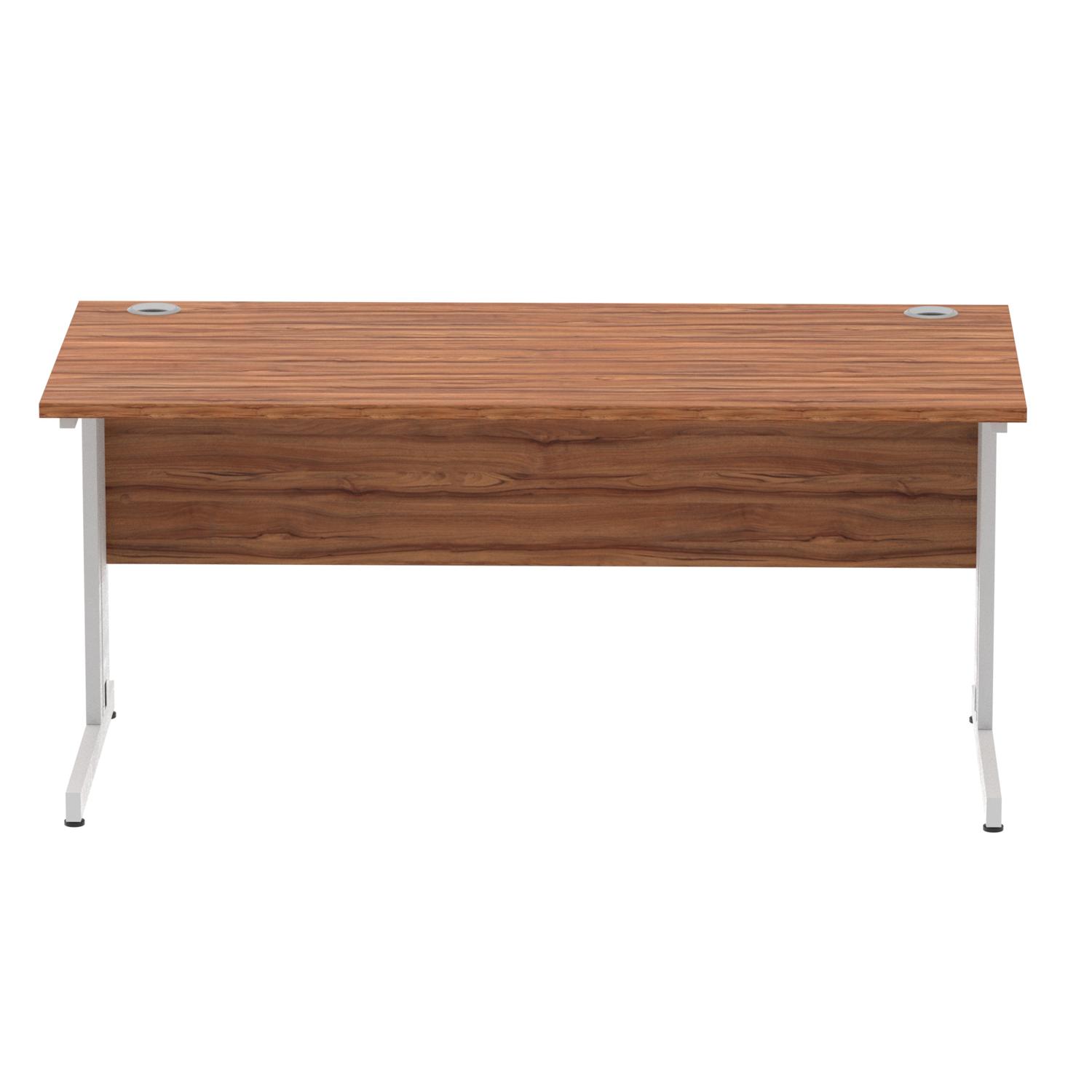 Impulse 1600 x 800mm Straight Office Desk Walnut Top Silver Cable Managed Leg