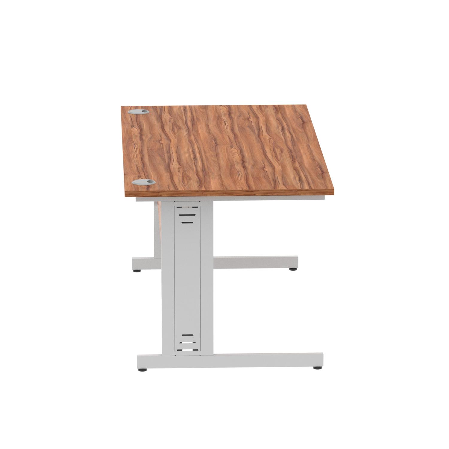 Impulse 1600 x 800mm Straight Office Desk Walnut Top Silver Cable Managed Leg