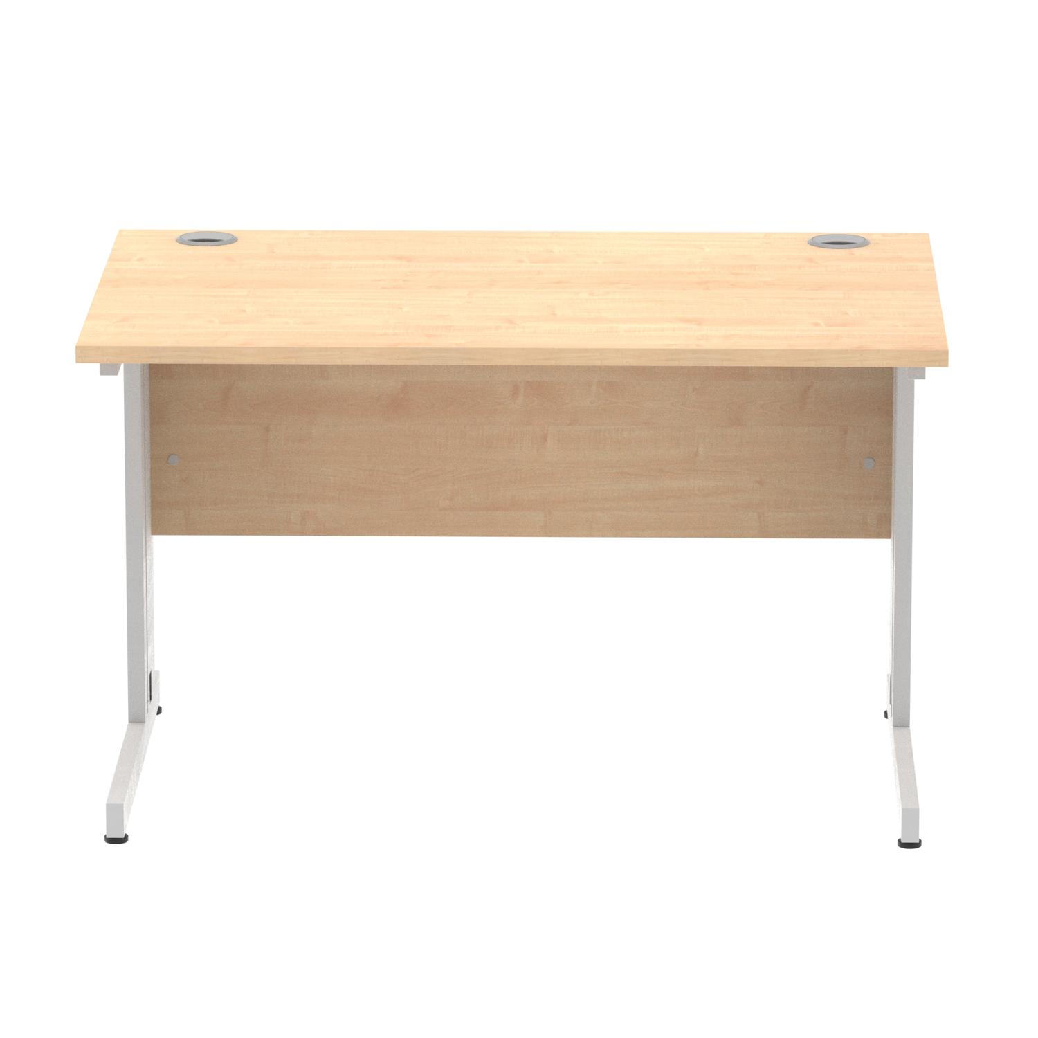 Impulse 1200 x 800mm Straight Office Desk Maple Top Silver Cable Managed Leg