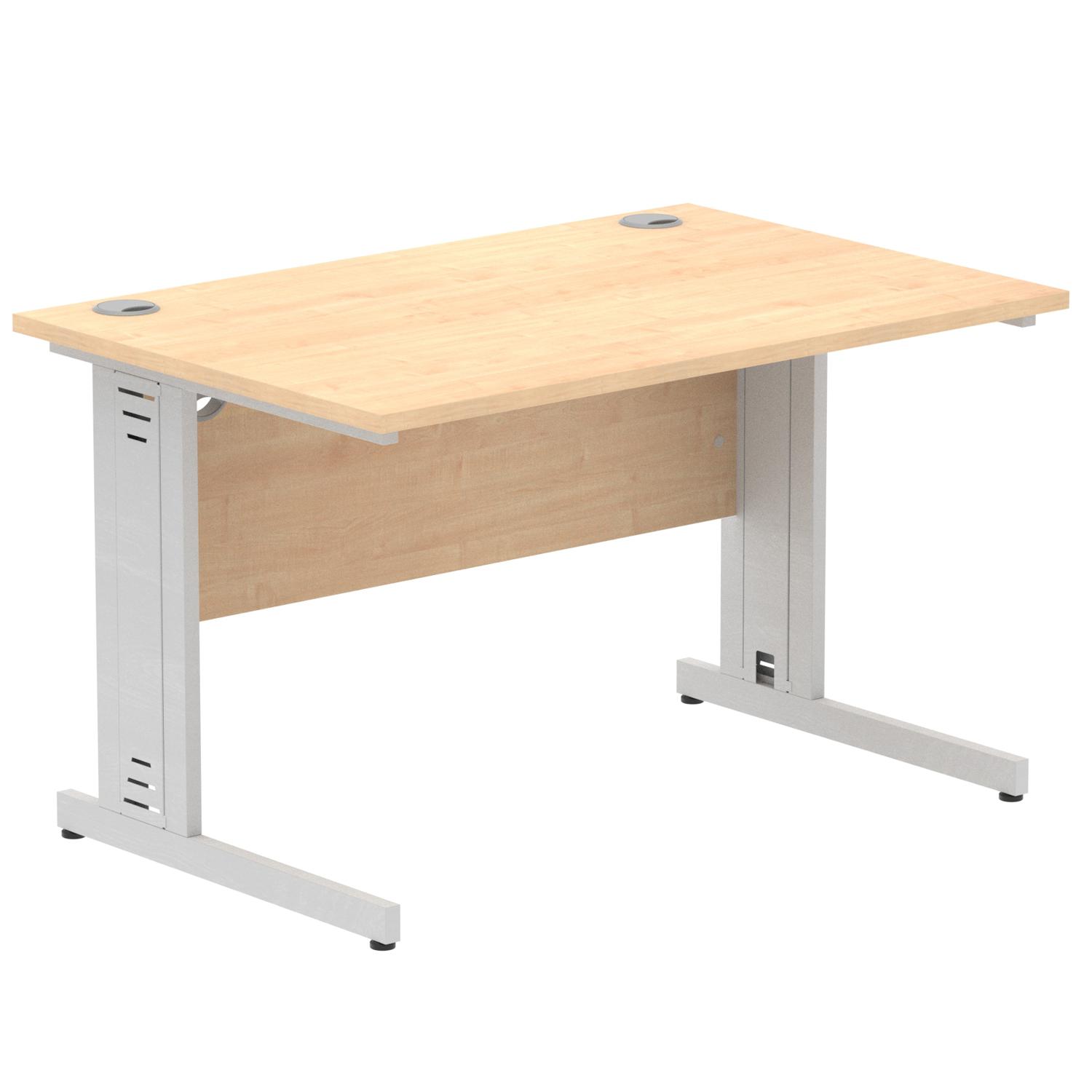 Impulse 1200 x 800mm Straight Office Desk Maple Top Silver Cable Managed Leg