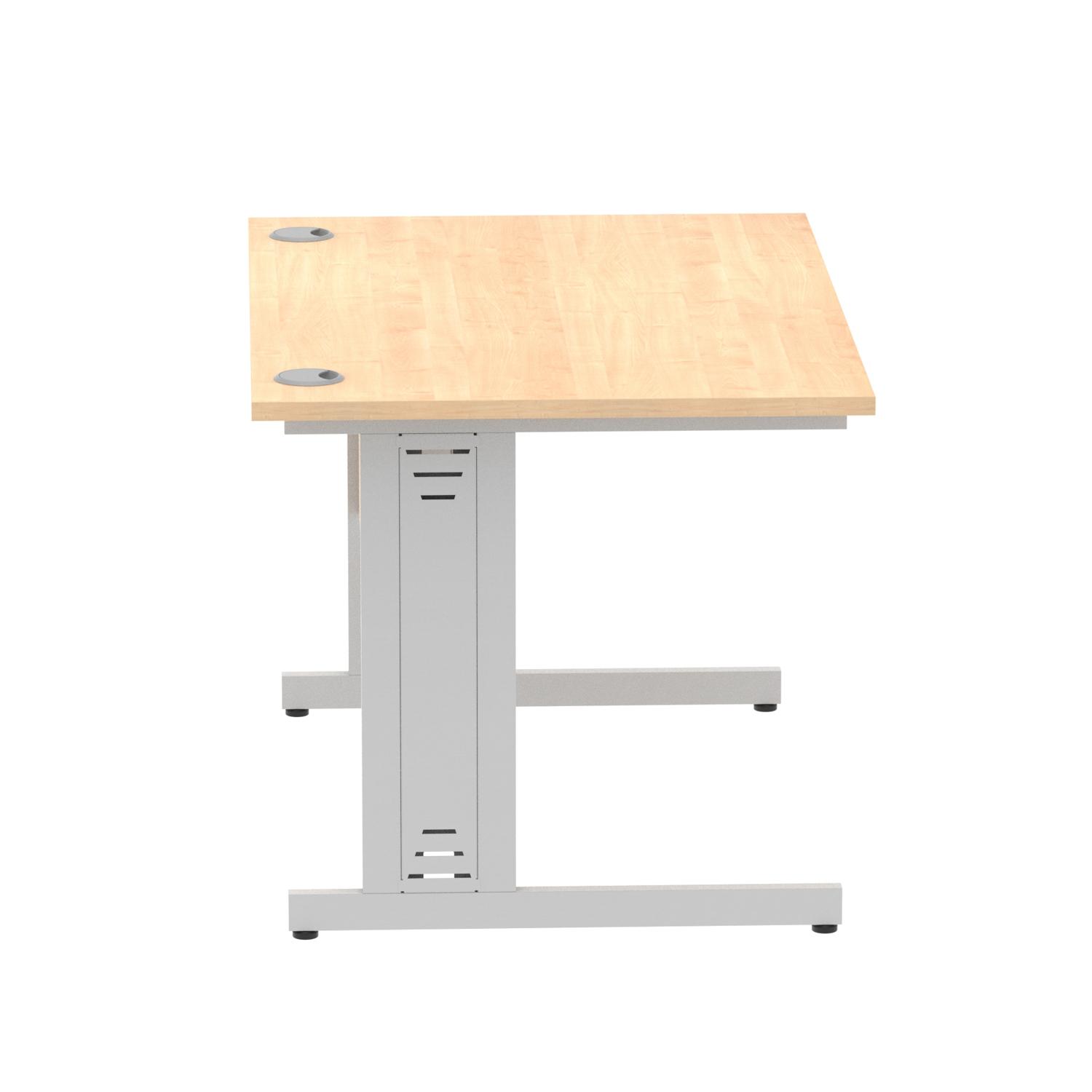 Impulse 1200 x 800mm Straight Office Desk Maple Top Silver Cable Managed Leg