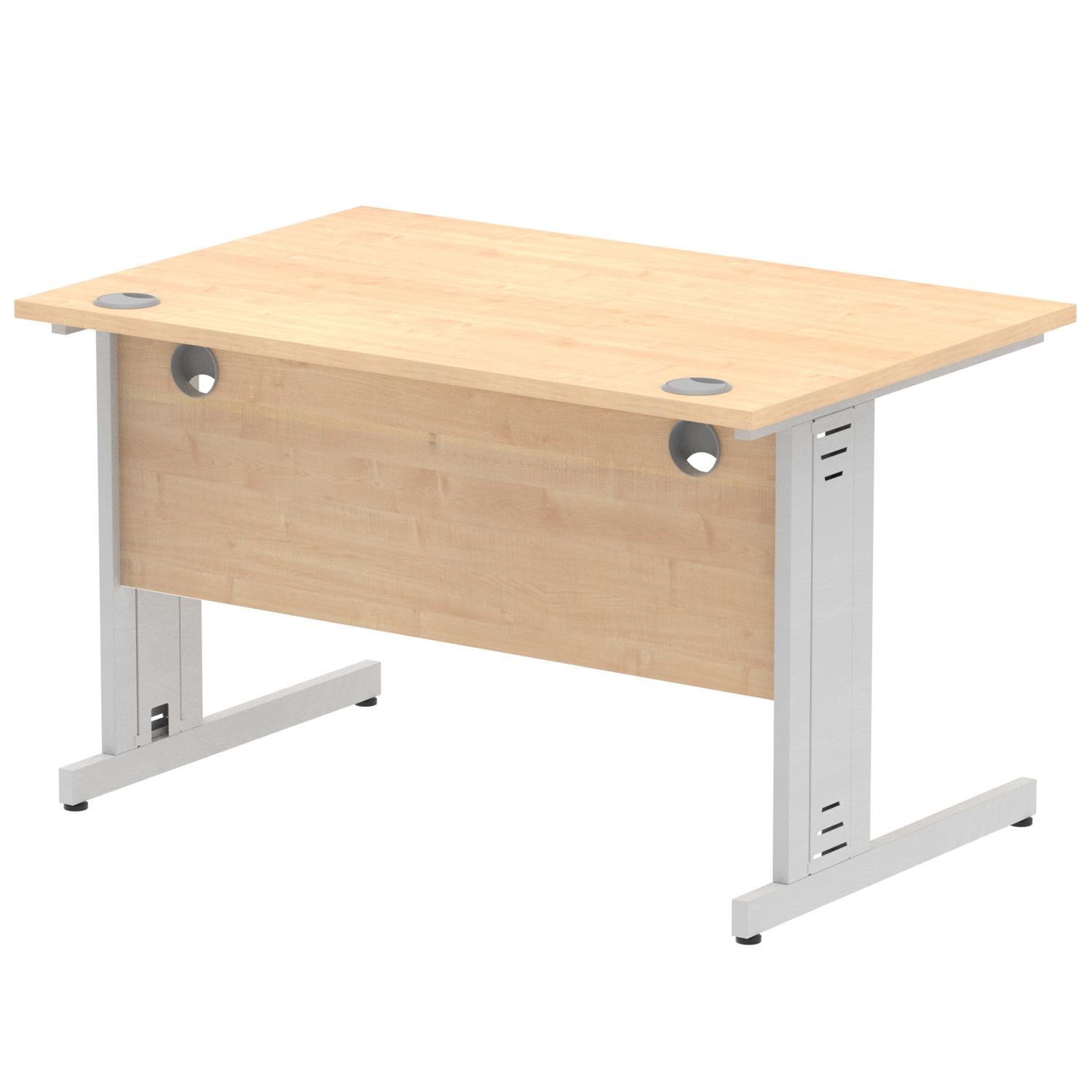 Impulse 1200 x 800mm Straight Office Desk Maple Top Silver Cable Managed Leg