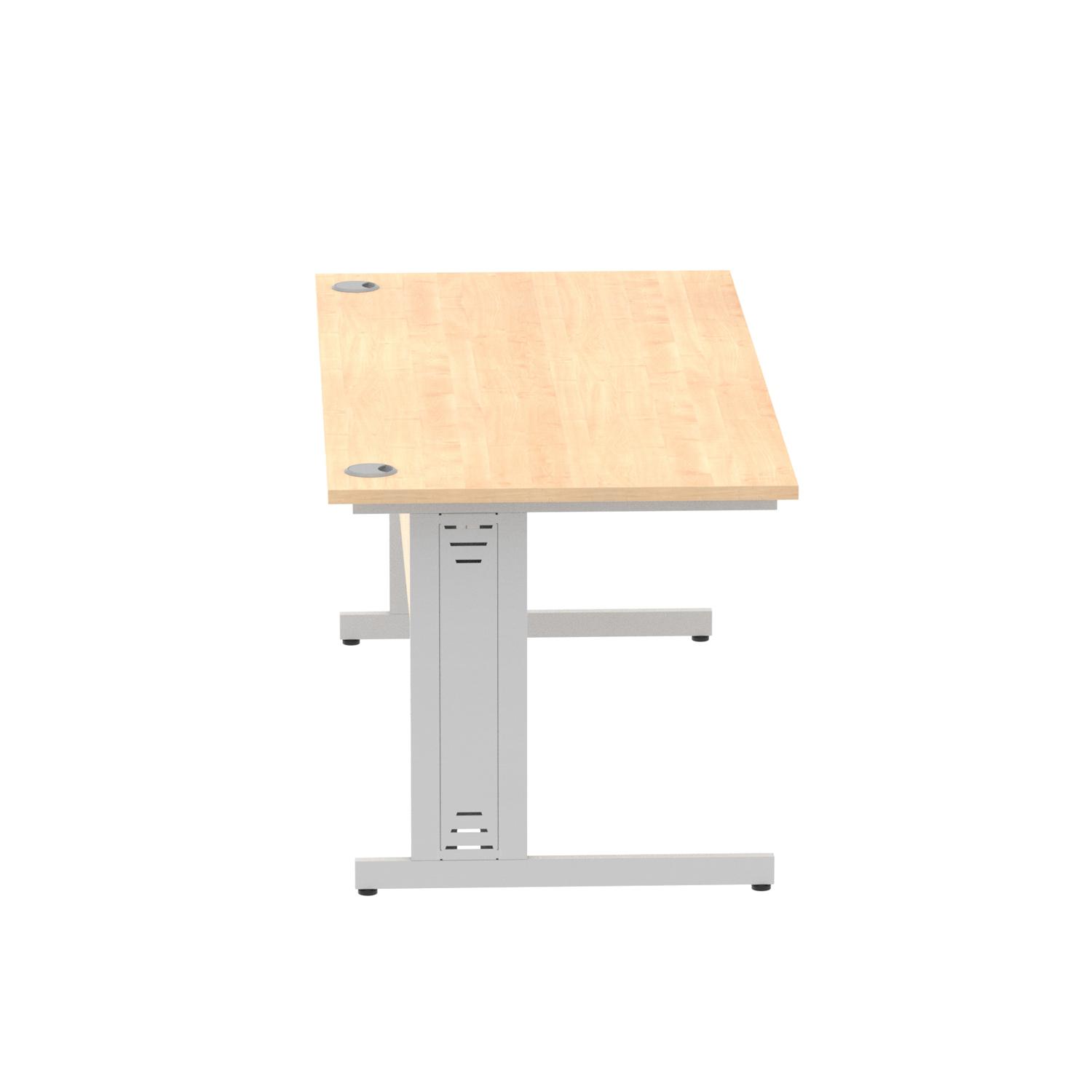 Impulse 1800 x 800mm Straight Office Desk Maple Top Silver Cable Managed Leg