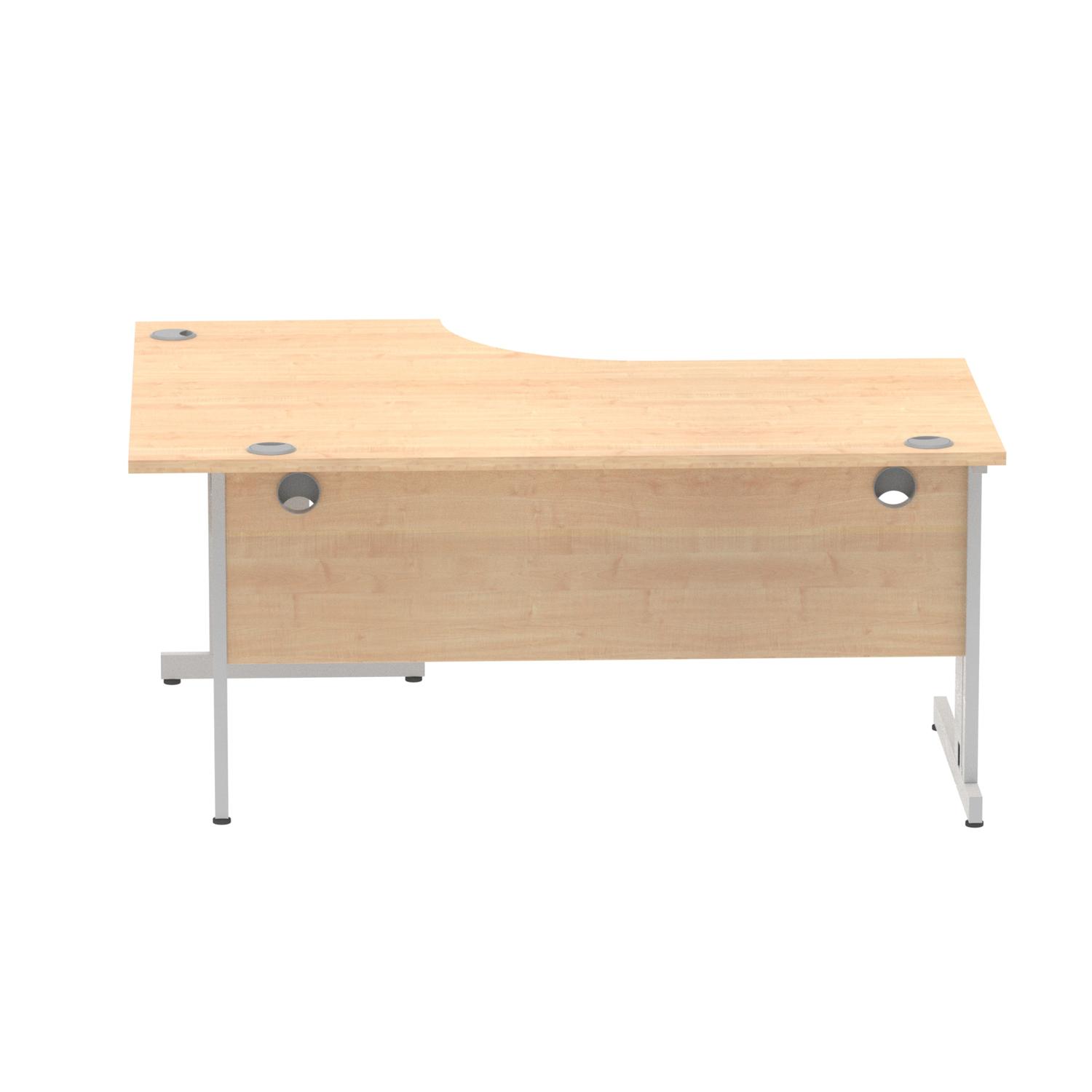 Impulse 1600mm Left Crescent Office Desk Maple Top Silver Cable Managed Leg
