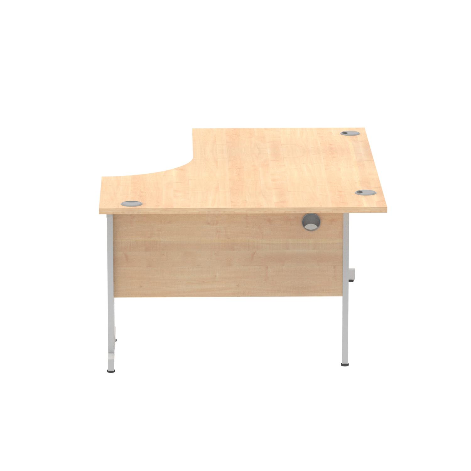 Impulse 1600mm Left Crescent Office Desk Maple Top Silver Cable Managed Leg