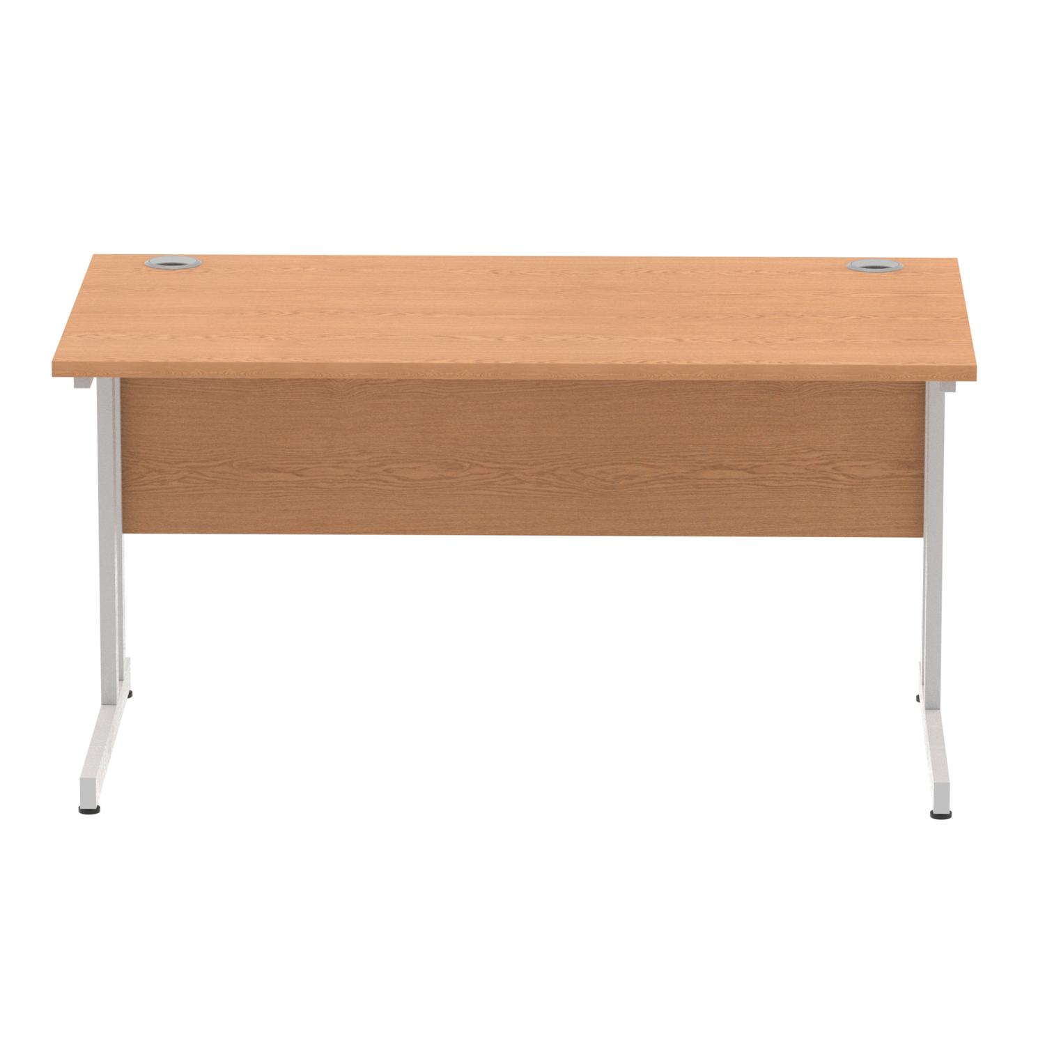 Impulse 1400 x 800mm Straight Office Desk Oak Top Silver Cantilever Leg