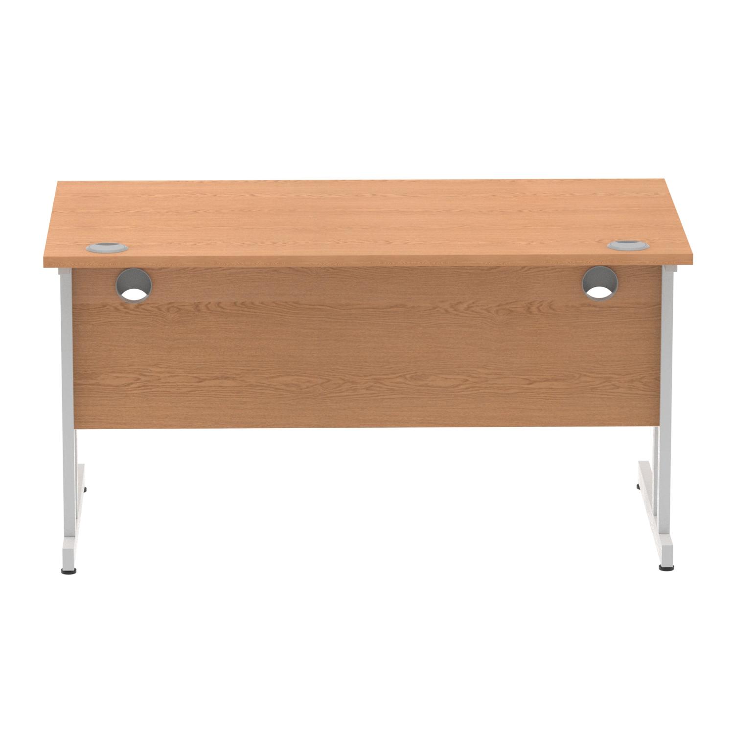 Impulse 1400 x 800mm Straight Office Desk Oak Top Silver Cantilever Leg