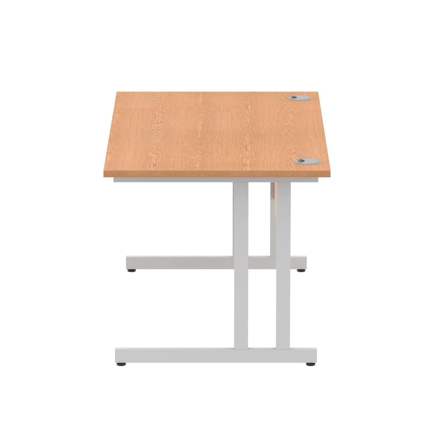 Impulse 1400 x 800mm Straight Office Desk Oak Top Silver Cantilever Leg