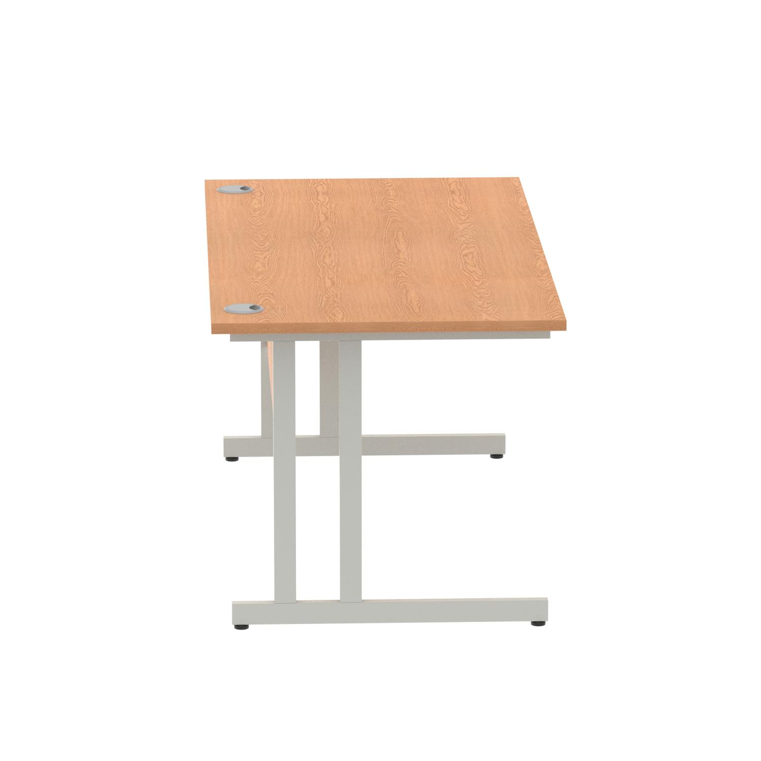 Impulse 1600 x 800mm Straight Office Desk Oak Top Silver Cantilever Leg
