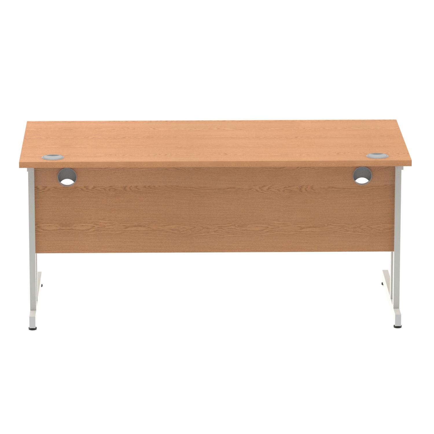 Impulse 1600 x 800mm Straight Office Desk Oak Top Silver Cantilever Leg