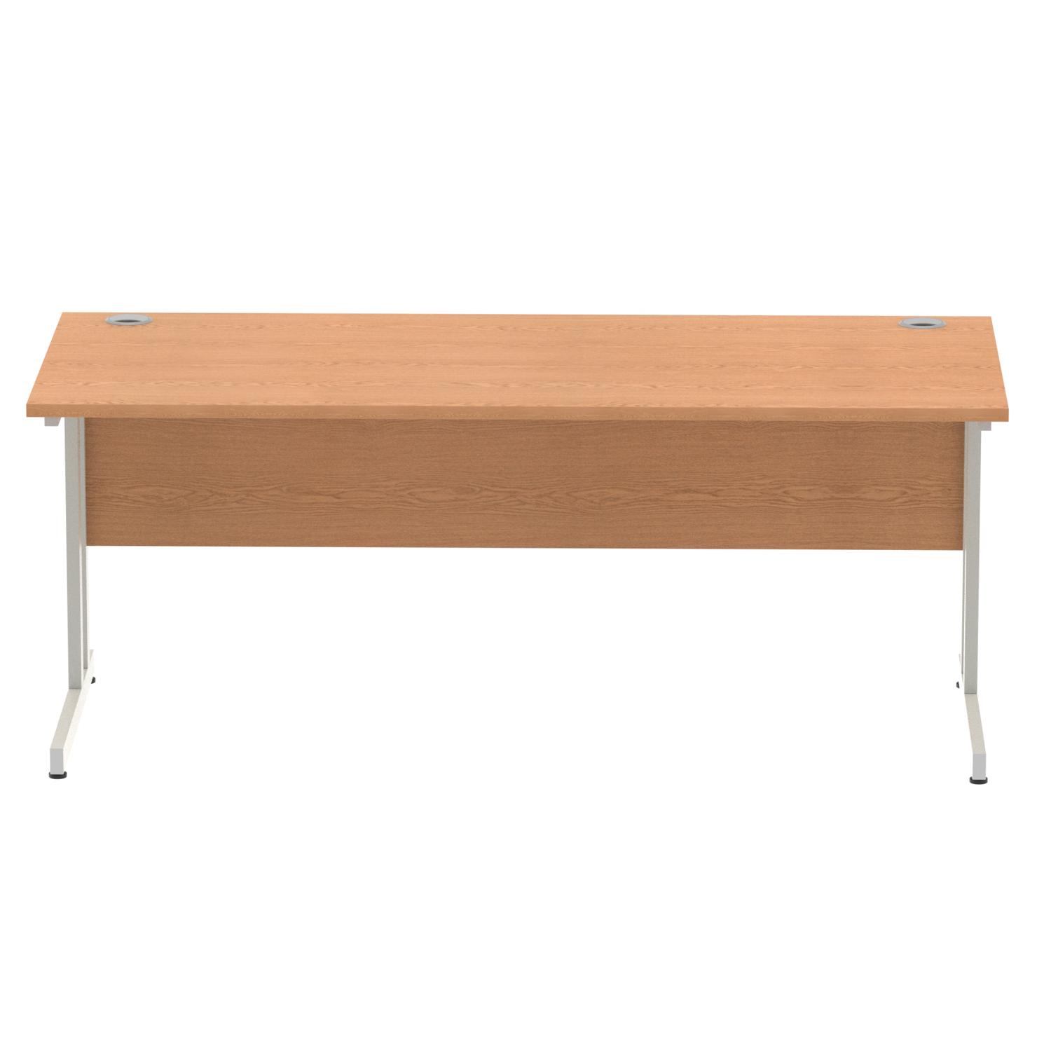 Impulse 1800 x 800mm Straight Office Desk Oak Top Silver Cantilever Leg
