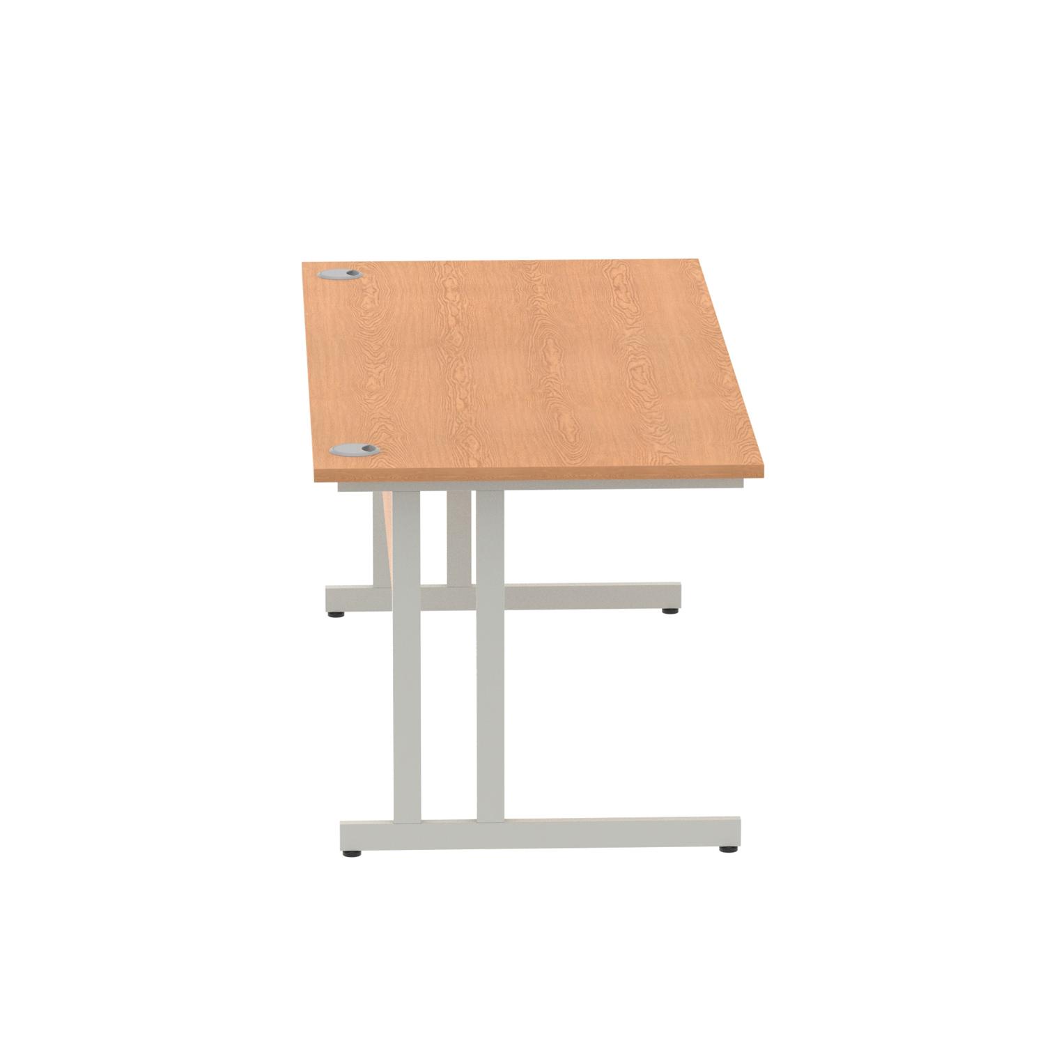 Impulse 1800 x 800mm Straight Office Desk Oak Top Silver Cantilever Leg