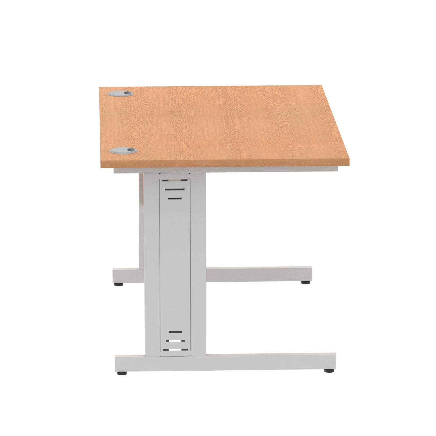 Impulse 1200 x 800mm Straight Office Desk Oak Top Silver Cable Managed Leg