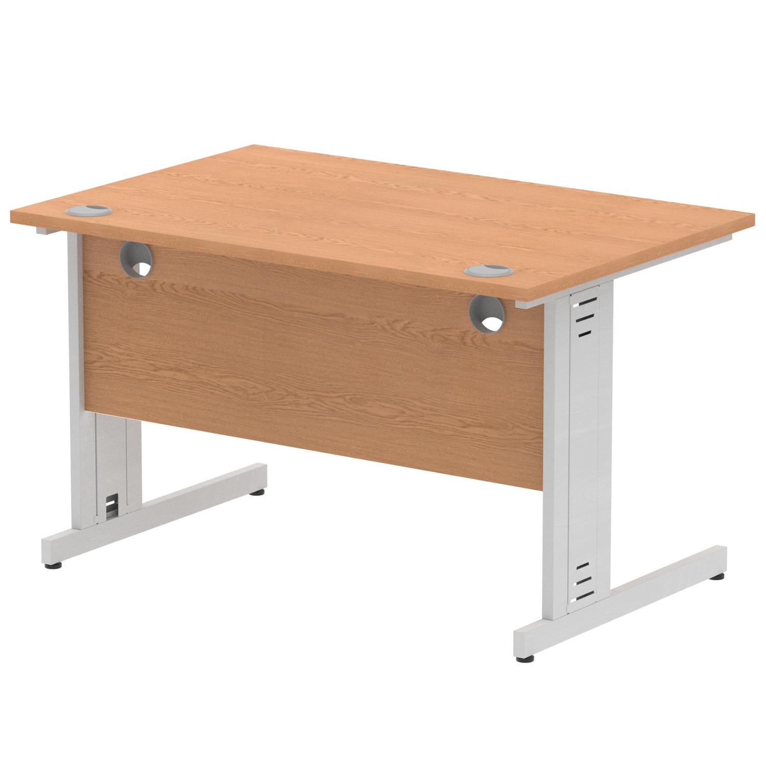 Impulse 1200 x 800mm Straight Office Desk Oak Top Silver Cable Managed Leg