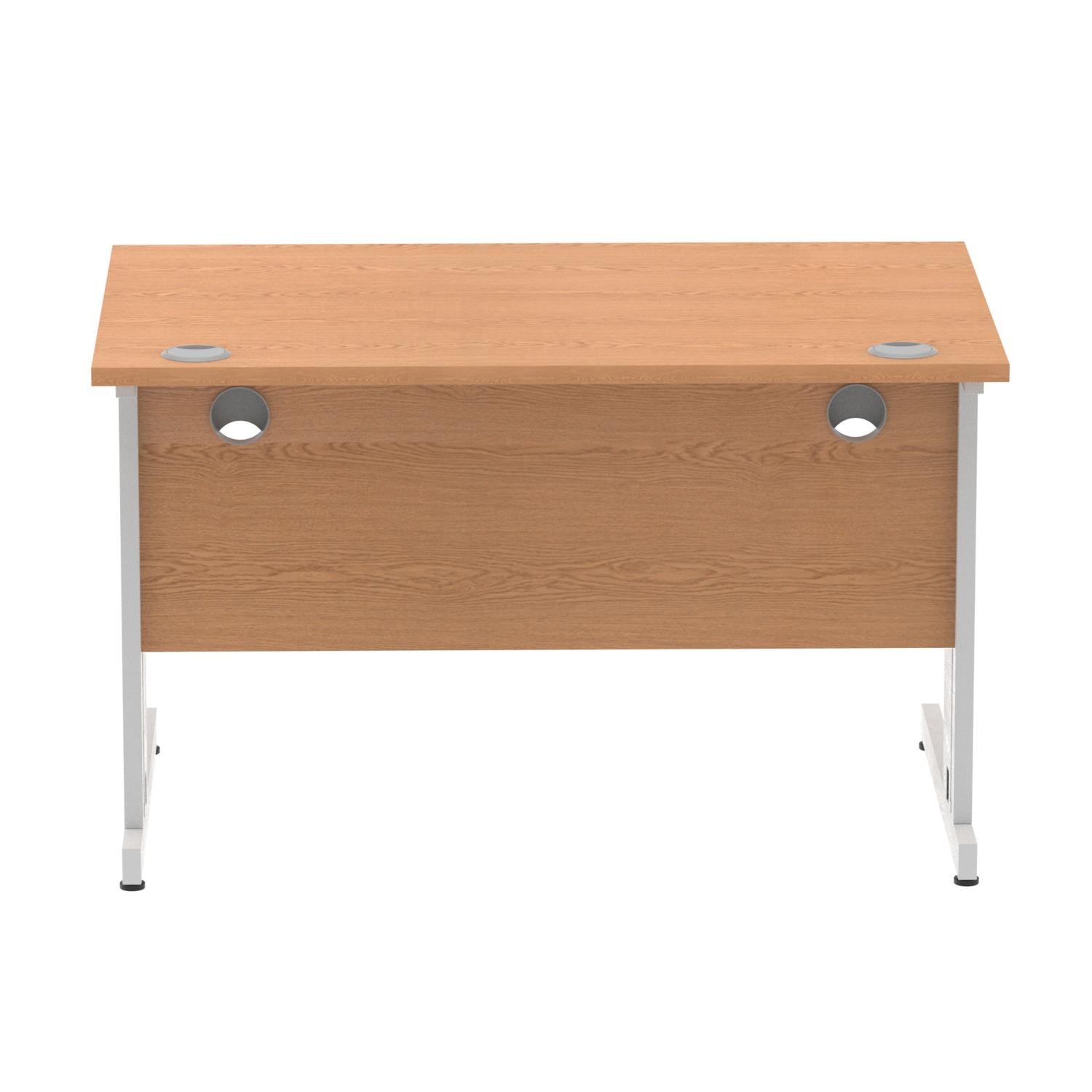 Impulse 1200 x 800mm Straight Office Desk Oak Top Silver Cable Managed Leg