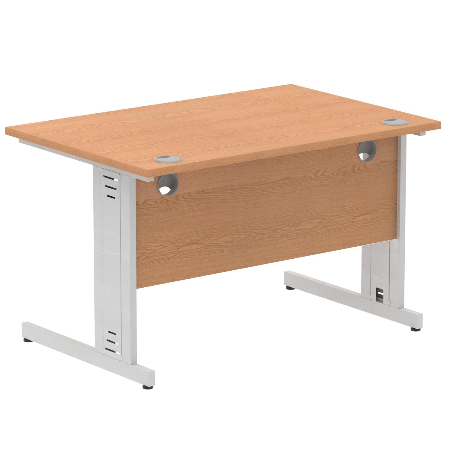 Impulse 1200 x 800mm Straight Office Desk Oak Top Silver Cable Managed Leg