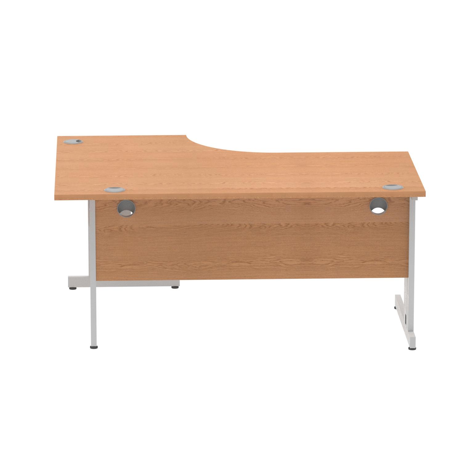 Impulse 1600mm Left Crescent Office Desk Oak Top Silver Cable Managed Leg