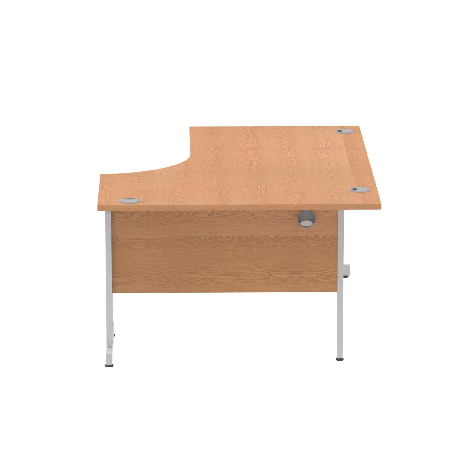 Impulse 1600mm Left Crescent Office Desk Oak Top Silver Cable Managed Leg