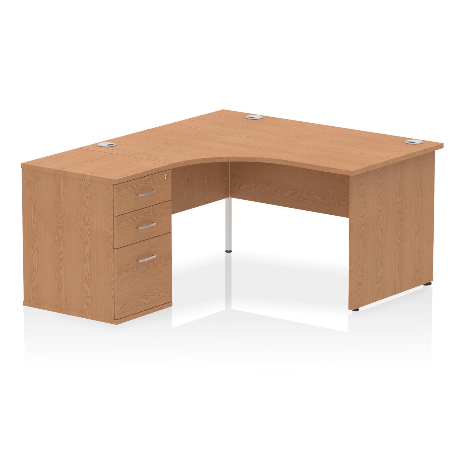 Impulse 1400mm Left Crescent Office Desk Oak Top Panel End Leg Workstation 600 Deep Desk High Pedestal Impulse 1400mm Left Crescent Office Desk Oak Top Panel End Leg Workstation 600 Deep Desk High Pedestal
