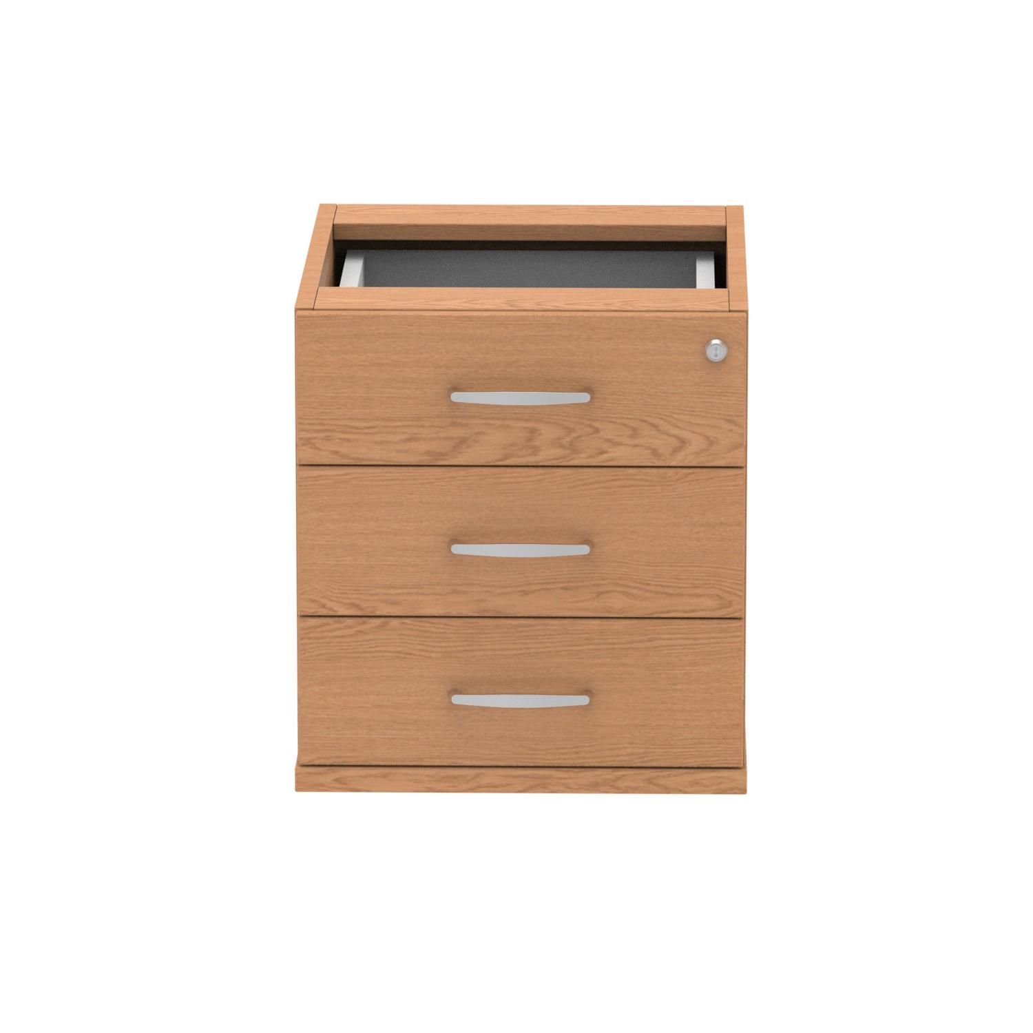 Impulse 3 Drawer Fixed Pedestal Oak