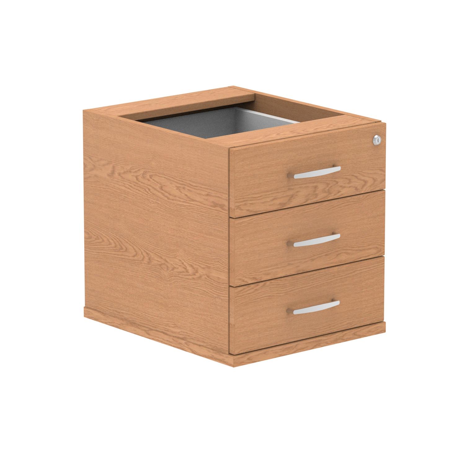 Impulse 3 Drawer Fixed Pedestal Oak