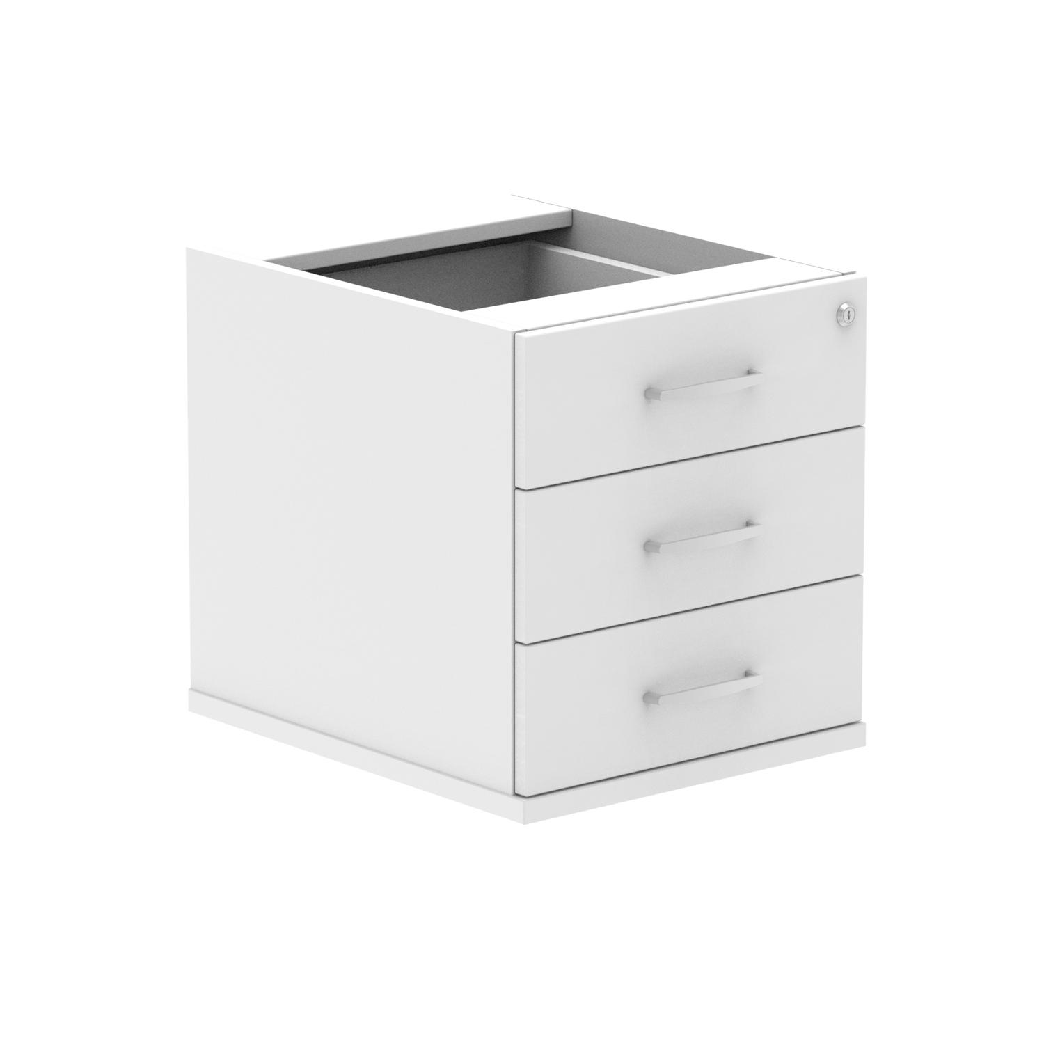 Impulse 3 Drawer Fixed Pedestal White
