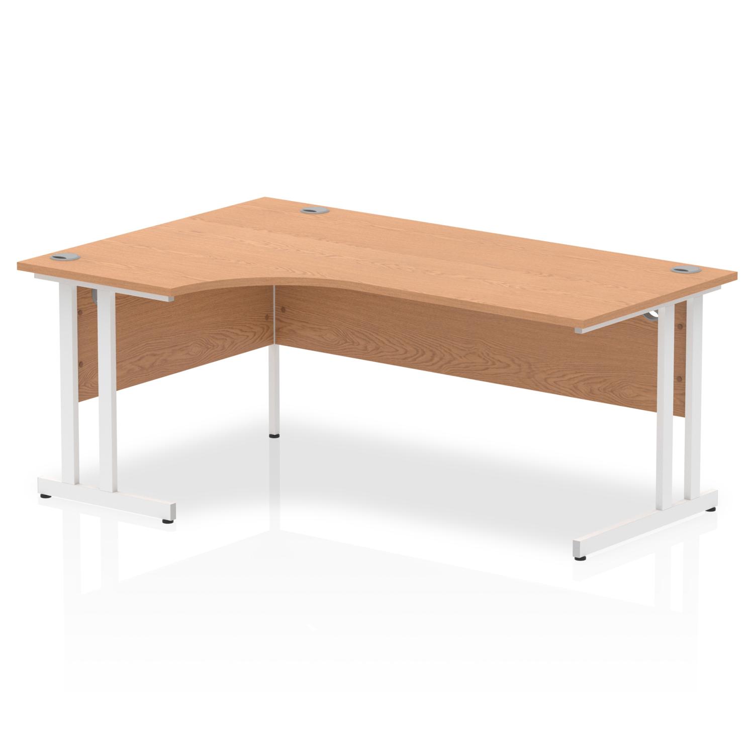 Impulse 1800mm Left Crescent Office Desk Oak Top White Cantilever Leg