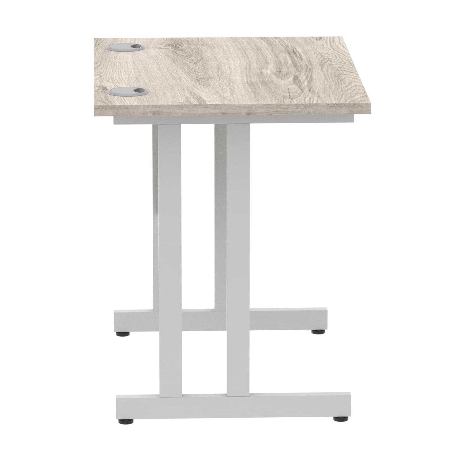 Impulse 800 x 600mm Straight Office Desk Grey Oak Top Silver Cantilever Leg