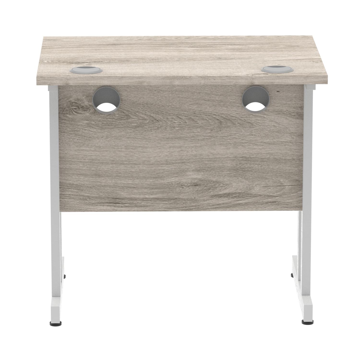 Impulse 800 x 600mm Straight Office Desk Grey Oak Top Silver Cantilever Leg