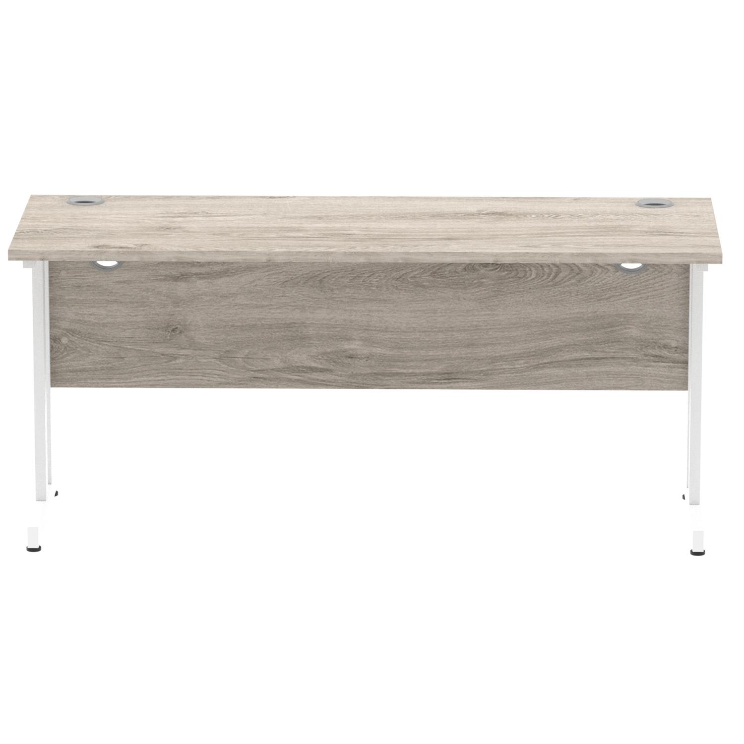Impulse 1600 x 600mm Straight Office Desk Grey Oak Top White Cantilever Leg