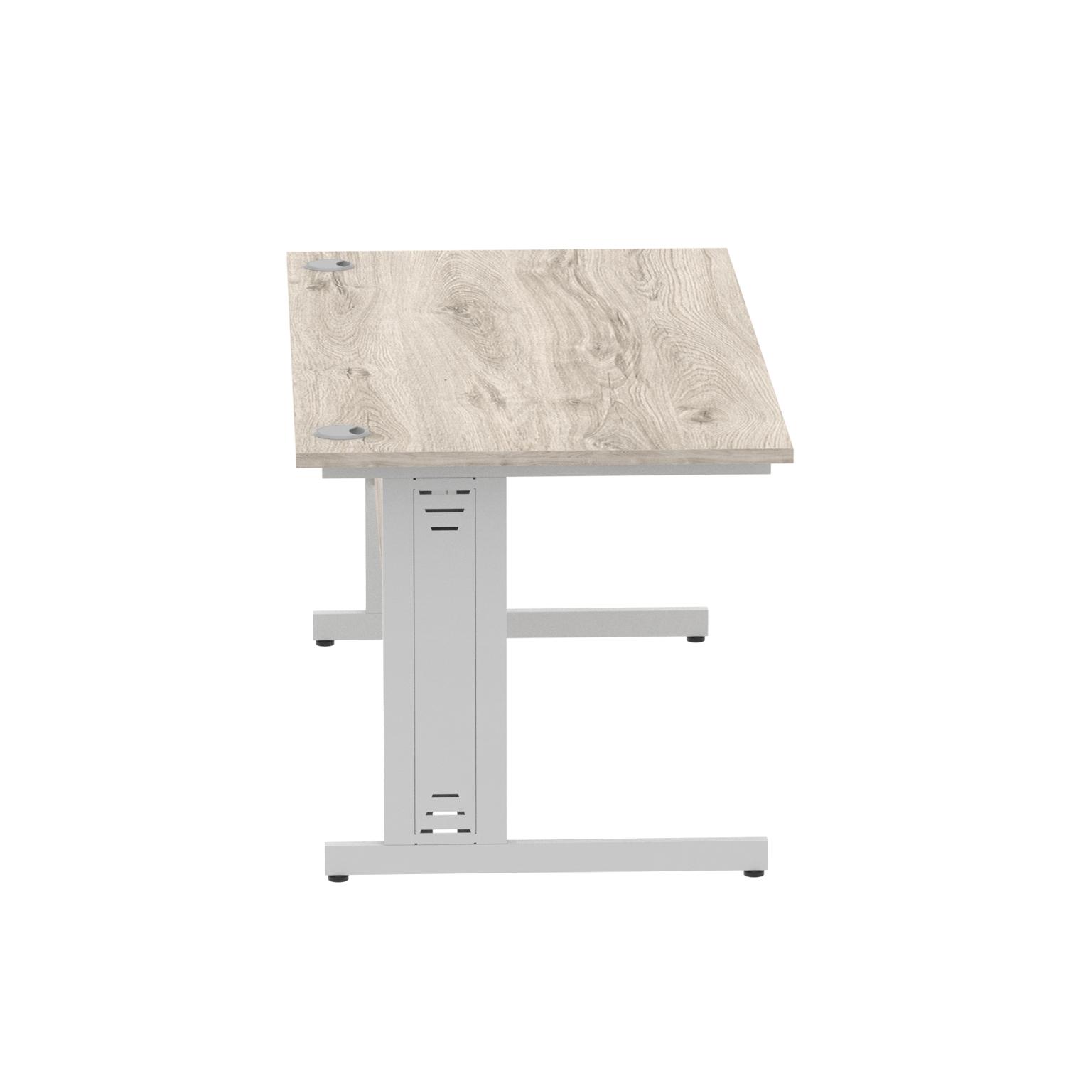 Impulse 1600 x 800mm Straight Office Desk Grey Oak Top Silver Cable Managed Leg