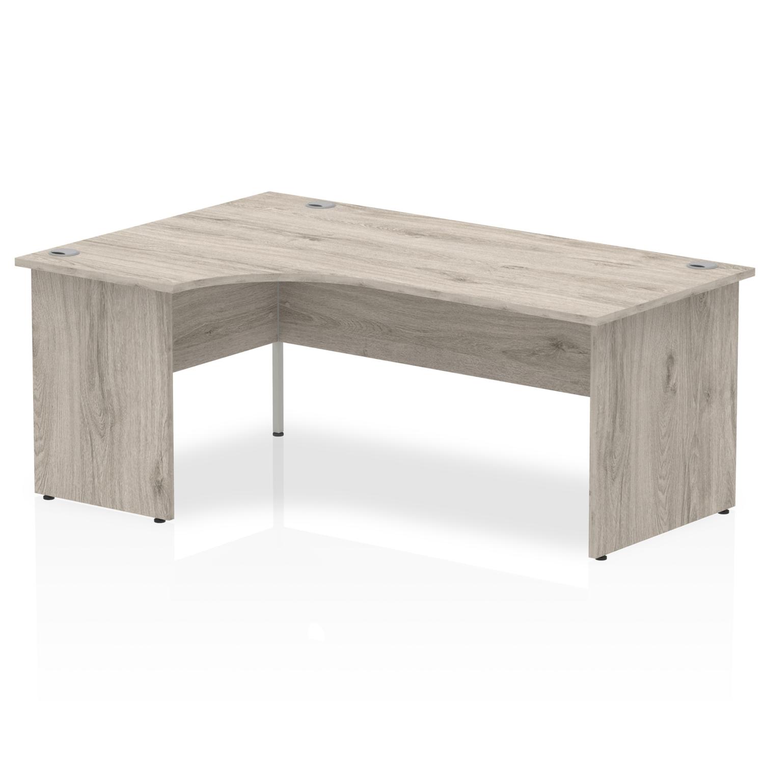 Impulse 1800mm Left Crescent Office Desk Grey Oak Top Panel End Leg
