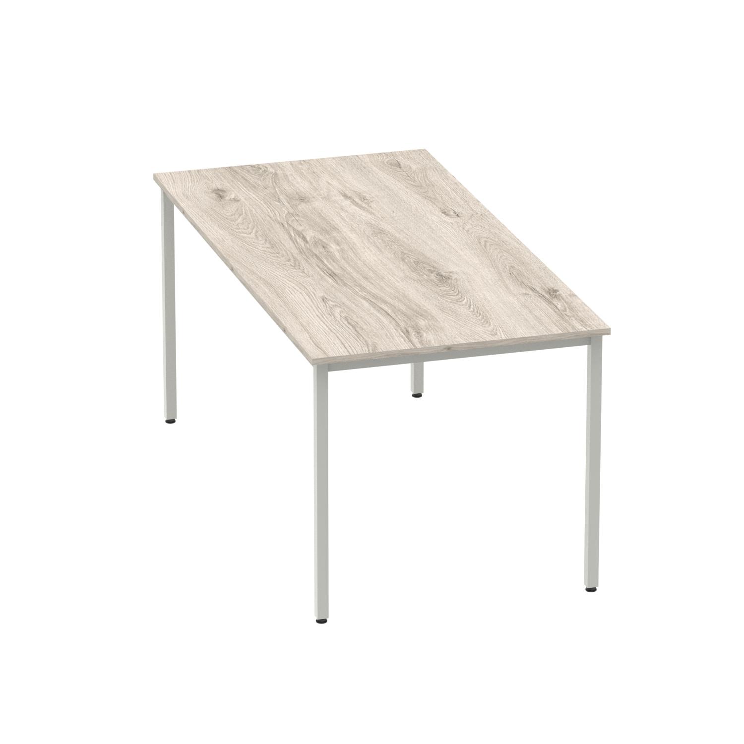 Impulse 1600mm Straight Table Grey Oak Top Silver Box Frame Leg