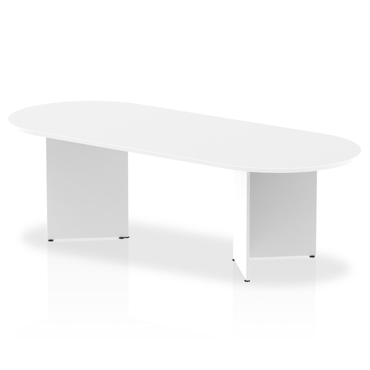 Impulse 2400mm Boardroom Table White Top Arrowhead Leg