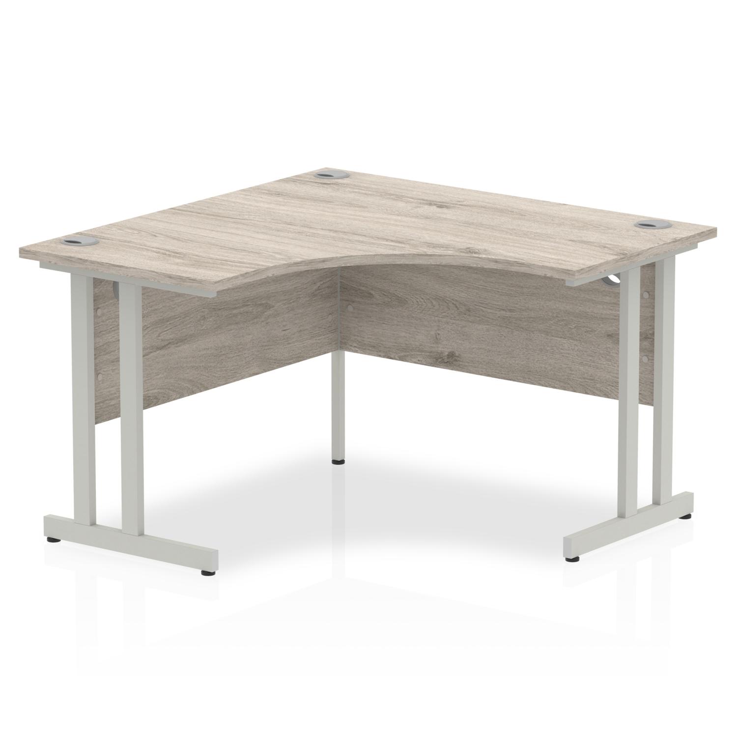 Impulse 1200mm Corner Office Desk Grey Oak Top Silver Cantilever Leg