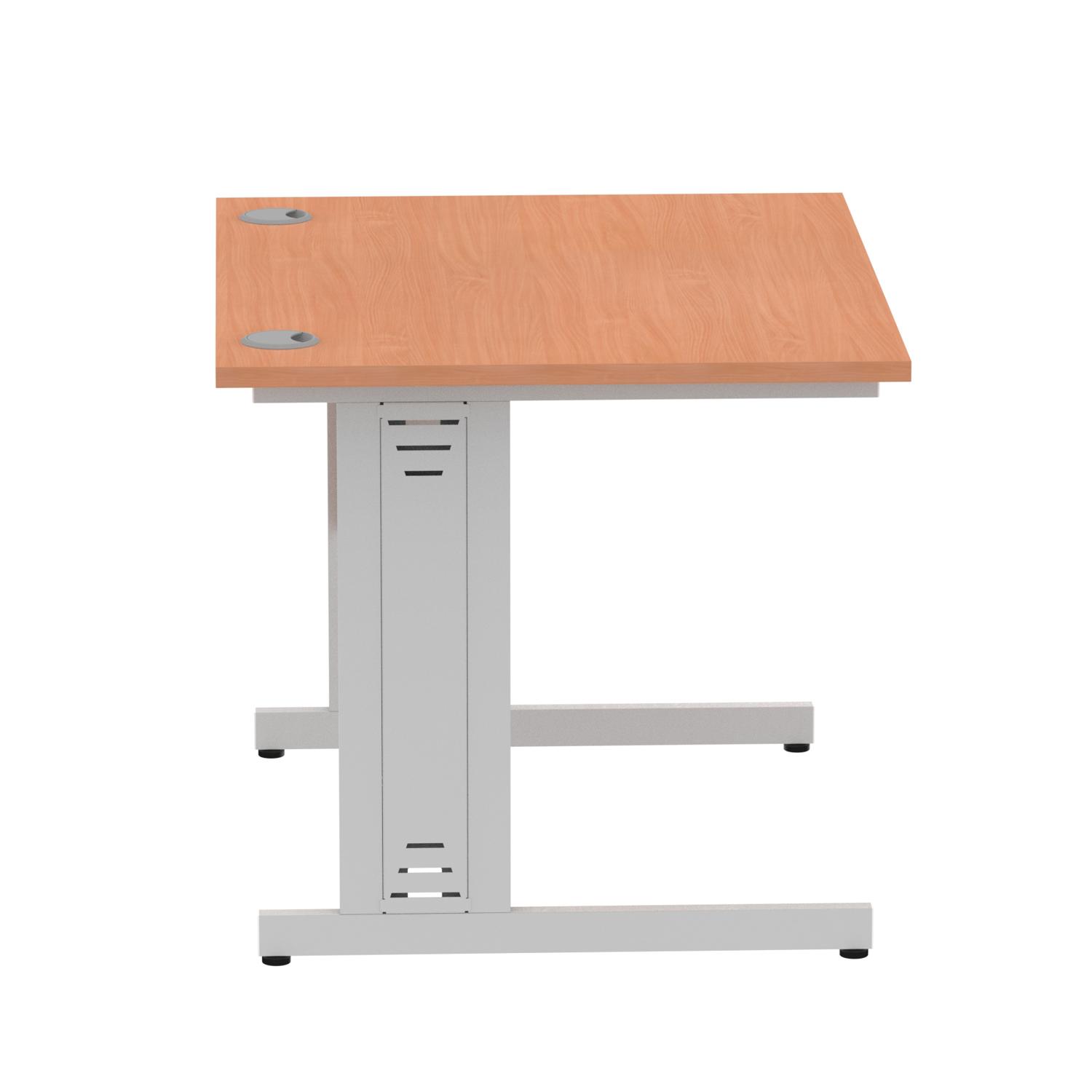 Impulse 1000 x 800mm Straight Office Desk Beech Top Silver Cable Managed Leg