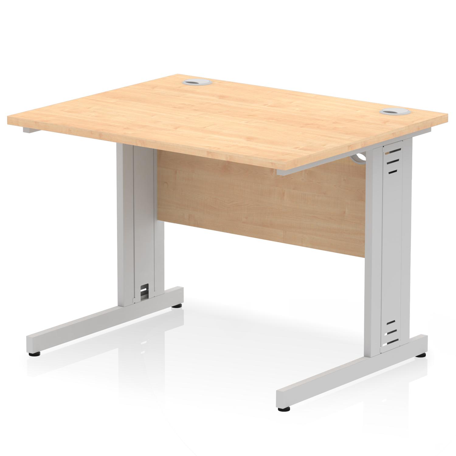 Impulse 1000 x 800mm Straight Office Desk Maple Top Silver Cable Managed Leg Impulse 1000 x 800mm Straight Office Desk Maple Top Silver Cable Managed Leg