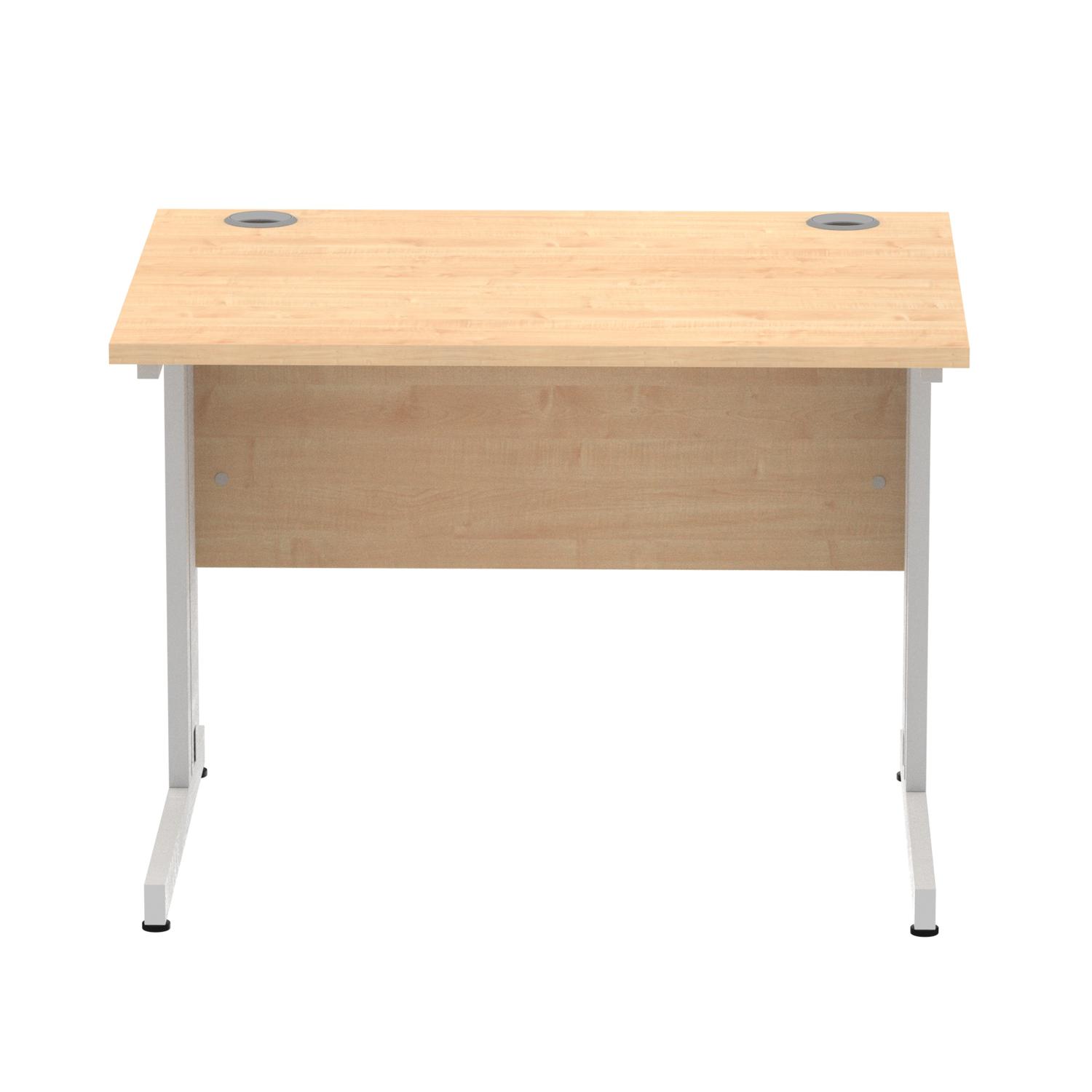 Impulse 1000 x 800mm Straight Office Desk Maple Top Silver Cable Managed Leg Impulse 1000 x 800mm Straight Office Desk Maple Top Silver Cable Managed Leg