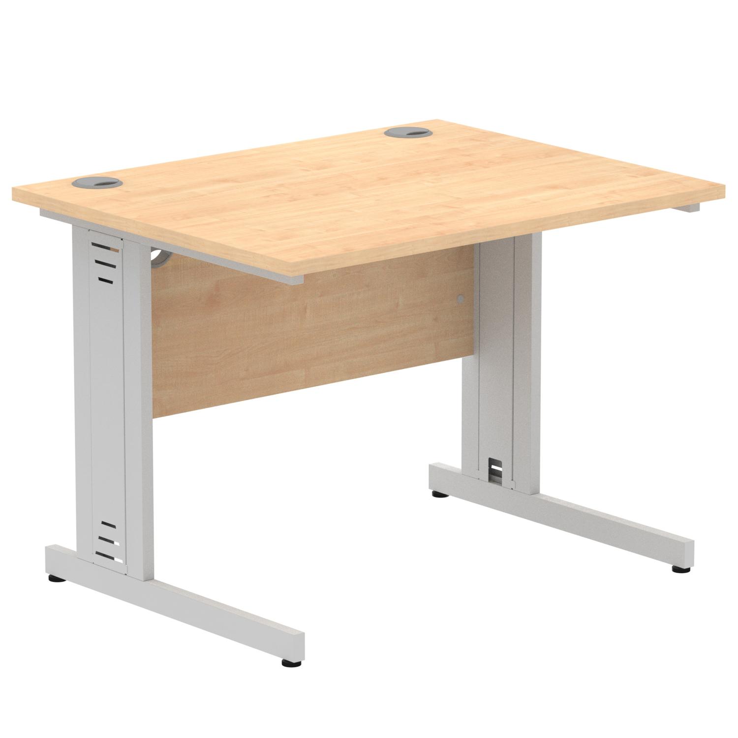 Impulse 1000 x 800mm Straight Office Desk Maple Top Silver Cable Managed Leg Impulse 1000 x 800mm Straight Office Desk Maple Top Silver Cable Managed Leg
