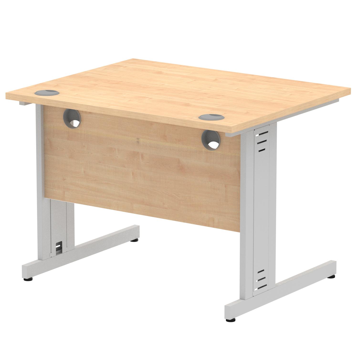 Impulse 1000 x 800mm Straight Office Desk Maple Top Silver Cable Managed Leg Impulse 1000 x 800mm Straight Office Desk Maple Top Silver Cable Managed Leg