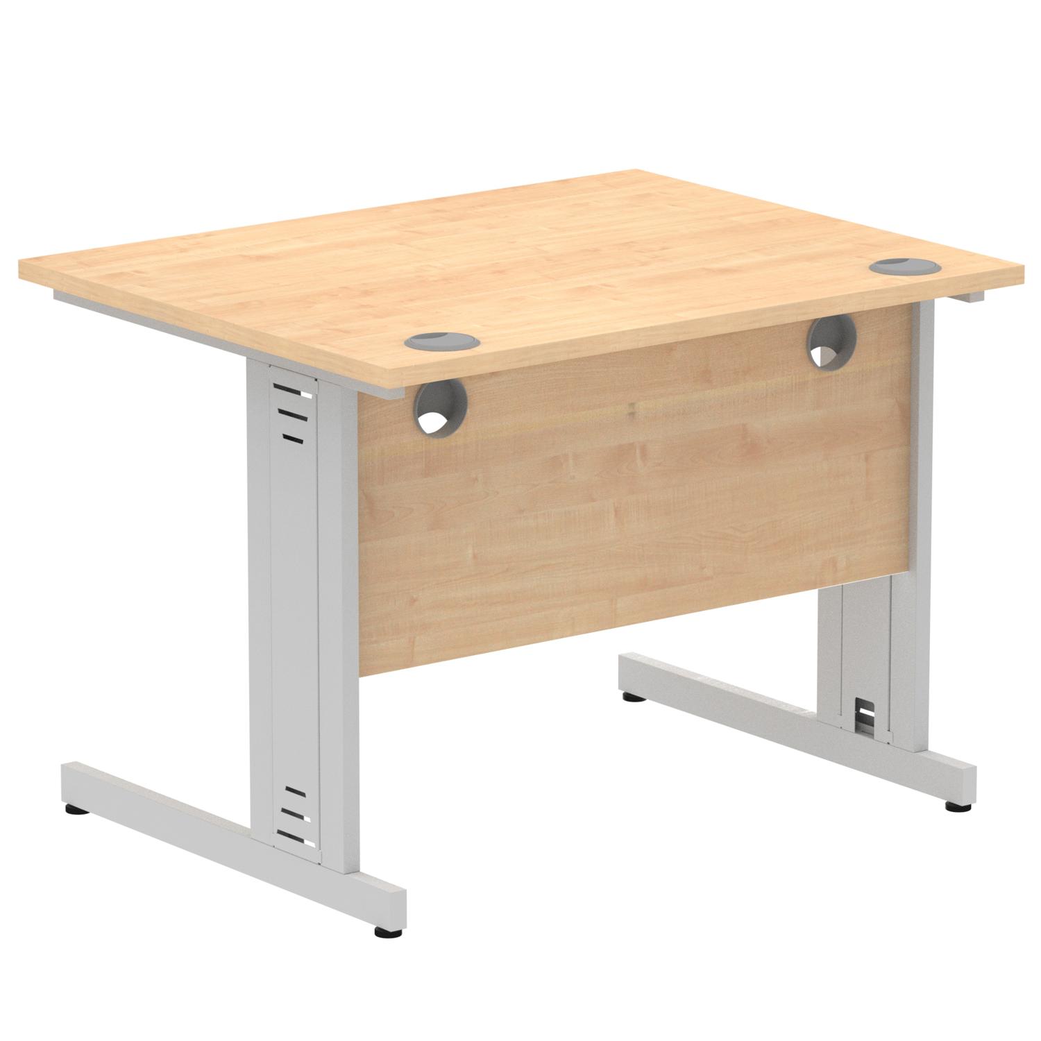 Impulse 1000 x 800mm Straight Office Desk Maple Top Silver Cable Managed Leg Impulse 1000 x 800mm Straight Office Desk Maple Top Silver Cable Managed Leg