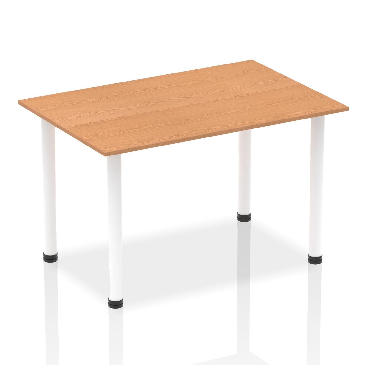 Impulse 1400mm Straight Table Oak Top White Post Leg