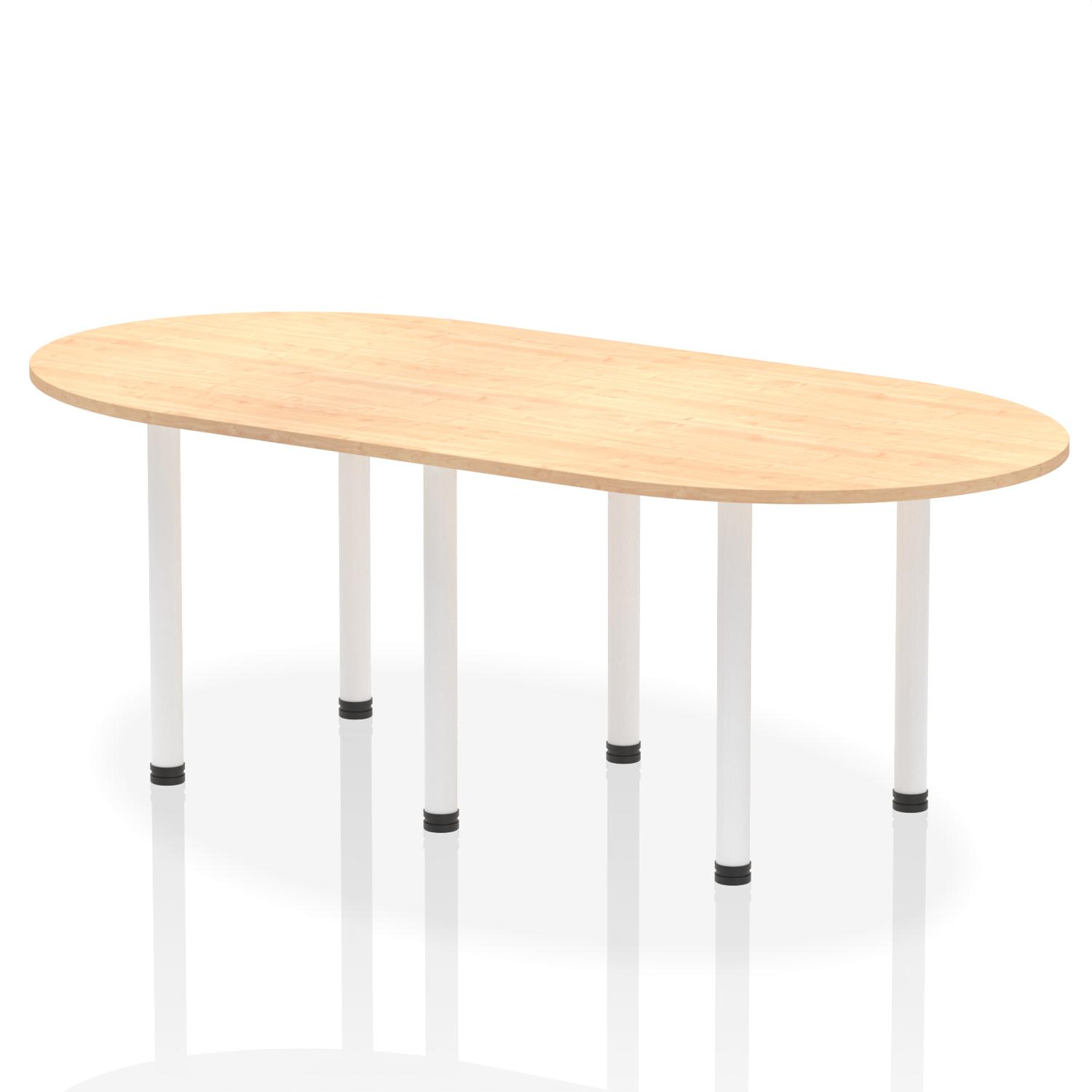 Impulse 2400mm Boardroom Table Maple Top White Post Leg
