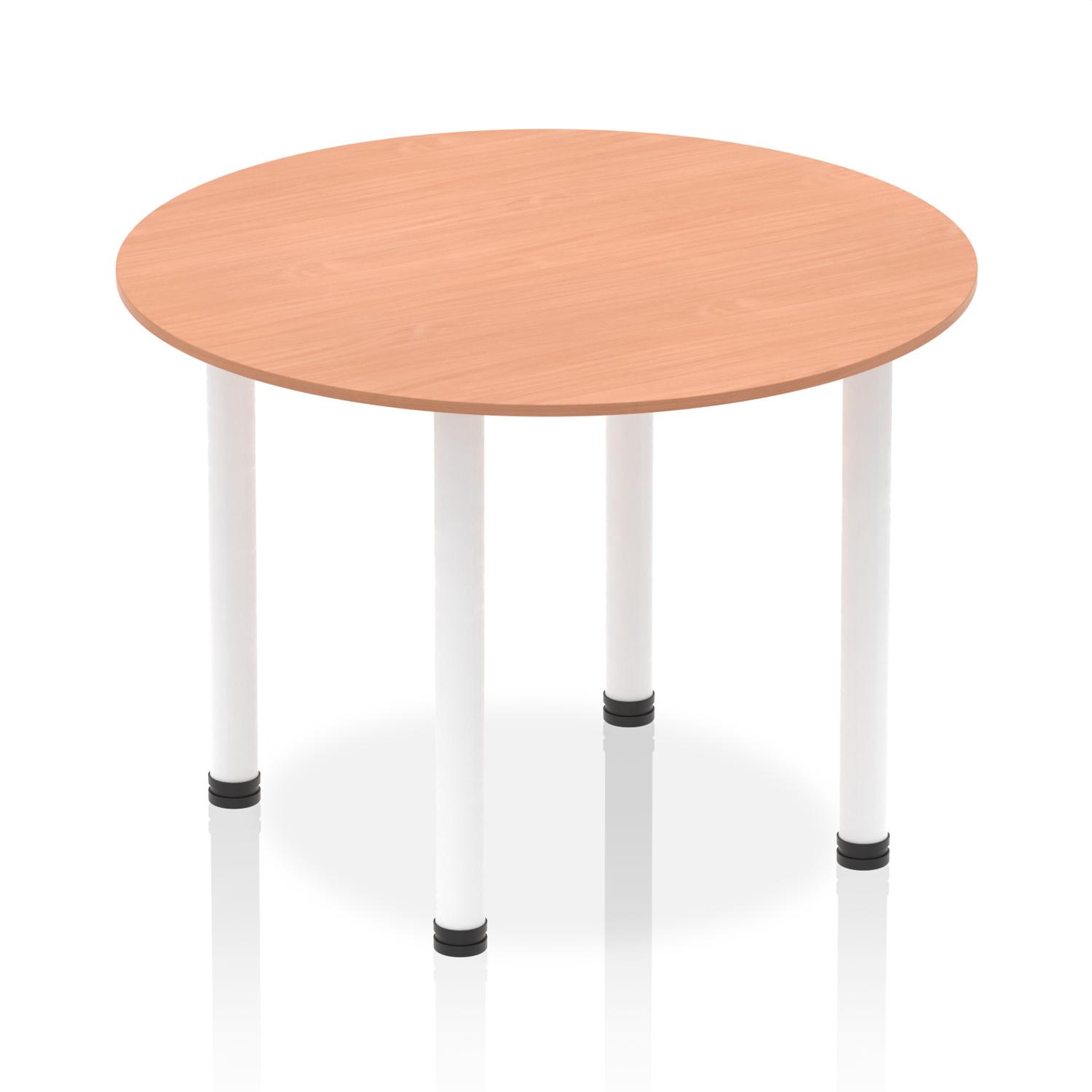 Impulse 1000mm Round Table Beech Top White Post Leg