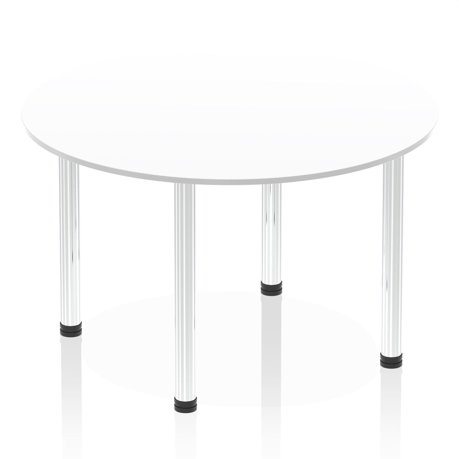 Impulse 1200mm Round Table White Top Chrome Post Leg