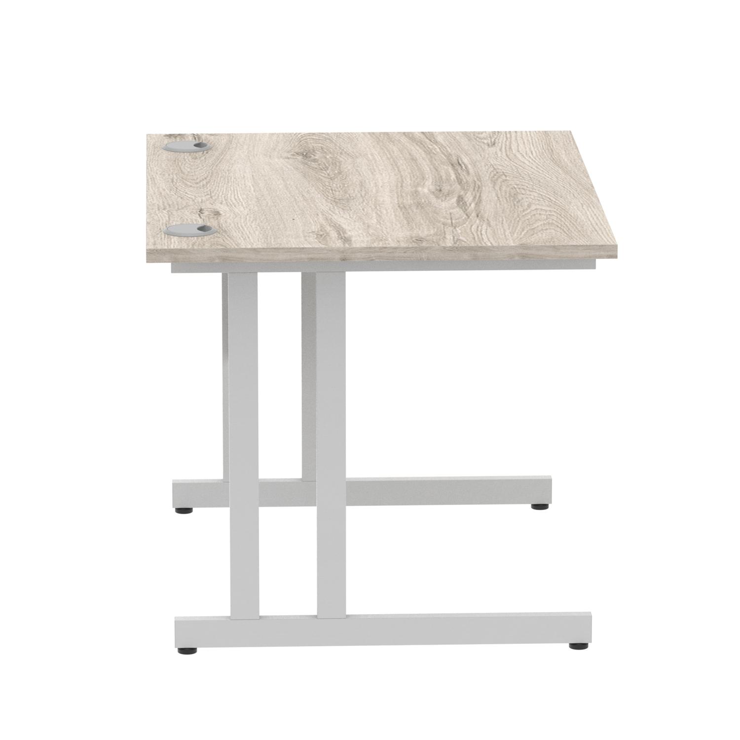 Impulse 1000 x 800mm Straight Office Desk Grey Oak Top Silver Cantilever Leg