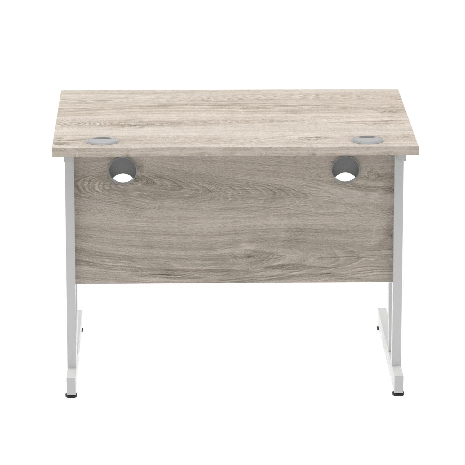 Impulse 1000 x 800mm Straight Office Desk Grey Oak Top Silver Cantilever Leg