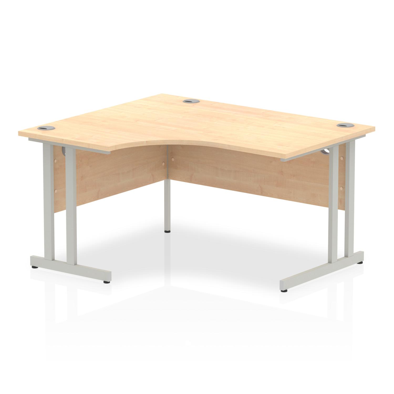 Impulse 1400mm Left Crescent Office Desk Maple Top Silver Cantilever Leg
